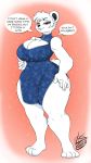  absurd_res anthro big_breasts breasts chest_tuft cleavage clothed clothing dialogue dress english_text female hand_on_hip hi_res lunarspy mammal nadenka_(jwinkz) polar_bear solo text thick_thighs tuft ursid ursine wide_hips 
