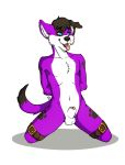  anthro bdsm bestfriendkarkat bondage bound canid canine canis domestic_dog elkhound kneeling male mammal pawalo solo spitz tongue tongue_out 