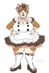  anthro ashwolves5 breasts canid canine canis clothed clothing domestic_dog female herding_dog hi_res lips maid_uniform mammal open_mouth pastoral_dog ribbons signature simple_background solo standing uniform welsh_corgi white_background 
