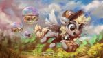  16:9 2020 assasinmonkey blush box bubble clothing derpy_hooves_(mlp) detailed_background digital_media_(artwork) digital_painting_(artwork) equid equine eyebrows eyelashes fence feral flying friendship_is_magic hat headgear headwear hi_res mammal my_little_pony open_mouth outside pterippus rope solo widescreen wings 