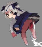  2020 animal_genitalia animal_humanoid animal_penis avian avian_humanoid bird bird_humanoid bird_poop bodily_fluids cloaca clothed clothing colored_feces common_ostrich_(kemono_friends) digital_media_(artwork) feathers feces genitals gynomorph hair hi_res humanoid intersex kemono_friends liteu penis pooping scat simple_background solo unusual_feces white_feces white_hair 