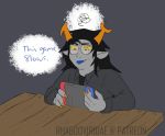  absurd_res alien claws conditional_dnp eyewear female glasses grey_body grey_skin hi_res homestuck horn humanoid ms_paint_adventures nintendo nintendo_switch solo troll_(homestuck) video_games vriska_serket webcomic wolftacos 