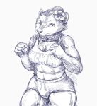  american_badger anthro badger black_and_white blue_and_white breasts cleavage clothed clothing english_text female flower fully_clothed hair hi_res hibiscus mammal monochrome muscular muscular_female mustelid musteline oddwilds plant shirt solo tank_top text topwear 