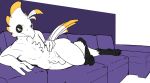  absurd_res animal_genitalia anthro avian bird fully_sheathed furniture genitals hi_res male nude robin_(otterjunk) securipun sheath sofa solo 