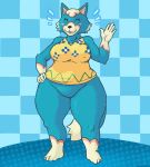  animal_crossing anthro blue_body blue_fur blush canid canine canis clothed clothing curvy_figure female fur mammal nintendo signirsol skye_(animal_crossing) smile solo thick_thighs video_games voluptuous white_body white_fur wide_hips wolf 
