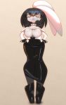  10:16 anthro backpainart black_hair black_nose bob_cut breasts butt cleavage clothed clothing eyewear female footwear fur glasses hair hi_res high_heels hobble_skirt ink lagomorph leporid mammal monochrome ms._inkwell office_lady rabbit retro shoes toony white_body white_fur wide_hips 