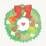  ayu_(mog) blush bow daisy eye_contact flower green_apple heart hedgehog looking_at_another no_humans original red_apple red_bow signature simple_background white_background white_flower wreath 