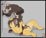  4_toes 5_fingers abs anthro anthro_on_anthro anthro_penetrated anthro_penetrating anthro_penetrating_anthro antlers ball_tuft balls biceps biped body_hair brown_body brown_fur buck_(exawolf) butt canid canine canis cervid chest_hair claws clenched_teeth domestic_dog duo erection exawolf eyes_closed fangs fingers fur genitals happy_trail holding_partner hooves horn humanoid_genitalia humanoid_penis lying male male/male male_penetrated male_penetrating male_penetrating_male mammal manly musclegut muscular muscular_arms muscular_legs muscular_male nipple_fetish nipple_pinch nipple_play nipples nude on_back oral oral_penetration paws pecs penetration penis pinch pit_bull pubes sex simple_background spread_legs spreading standing teeth toe_claws toes tongue tongue_out triceps tuft vein veiny_penis yellow_body yellow_fur 