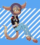  anthro anyazen basitin big_ears clothing eugeniyburnt_(character) fan_character gloves hair handwear heterochromia hi_res jacket leather leather_gloves leather_jacket male paws silver_hair solo topwear twokinds webcomic 