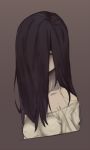  1girl black_hair breasts collagen hair_over_one_eye horror_(theme) long_hair looking_at_viewer simple_background solo the_ring very_long_hair yamamura_sadako 