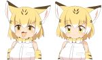  animal_humanoid armwear blonde_hair bow_tie clothing eyebrow_through_hair eyebrows felid felid_humanoid feline feline_humanoid female hair humanoid kemono_friends lets0020 mammal mammal_humanoid multicolored_ears multicolored_hair open_mouth pupils sand_cat_(kemono_friends) sand_cat_humanoid simple_background tongue topwear translucent translucent_hair white_background white_clothing white_topwear yellow_eyes 