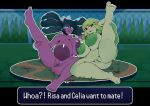  big_breasts blush breasts duo english_text female female/female gardevoir genitals gothitelle huge_breasts humanoid looking_at_viewer nintendo nipples open_mouth penlink pok&eacute;mon pok&eacute;mon_(species) pussy red_eyes text video_games 