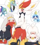  &lt;3 after_sex ambiguous_gender anthro anus anus_only blush bodily_fluids butt cinderace cum cum_in_ass cum_inside drizzile genital_fluids group hi_res inteleon lagomorph looking_at_viewer looking_back mammal nintendo pok&eacute;mon pok&eacute;mon_(species) prrrrrrmine raboot scorbunny sobble video_games 