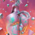  1:1 3d_(artwork) album_cover animal_genitalia animal_penis anthro big_butt butt cover digital_media_(artwork) equid equine equine_penis genitals hi_res male mammal penis raytraced solo thick_thighs vaporwave velocirection 