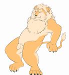  2009 anthro balls belly blush felid flaccid genitals humanoid_hands kemono lion male mammal pantherine penis simple_background solo white_background yamacha012 
