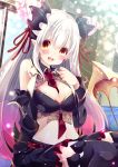  cleavage hikanyan pointy_ears tail thighhighs 