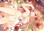  apple catgirl dress drink food fruit hoshi_(snacherubi) orange_(fruit) original summer_dress tail 