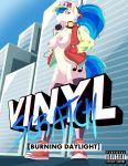  2019 absurd_res album_cover anthro anthrofied areola blue_hair bottomless breasts building casual_exposure chuck_taylor_all_stars clothed clothing cover cutie_mark equid eyewear female friendship_is_magic genitals hair hands_in_pockets hat headgear headphones headphones_around_neck headwear hi_res horn jacket legwear low-angle_view mammal my_little_pony nipples pockets ponytail pussy red_eyes regolithart skyscraper stockings sunglasses topwear unicorn vinyl_scratch_(mlp) worm&#039;s-eye_view 