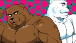  &lt;3 2009 anthro barazoku brown_body brown_fur cute_fangs duo fur humanoid_hands jyaguti kemono male male/male mammal muscular nipples pecs polar_bear ursid ursine white_body white_fur 