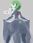  anal anal_penetration anus armwear big_butt blush bodily_fluids breath butt cellulite clothing clothing_lift dialogue dress dress_lift elbow_gloves english_text female gardy_(oofrowdy) genitals gloves grey_background handwear hi_res huff humanoid legwear looking_back mega_evolution mega_gardevoir nintendo not_furry object_in_ass oofrowdy penetration pok&eacute;mon pok&eacute;mon_(species) pussy rear_view red_eyes simple_background smile solo sweat text thick_thighs thigh_highs video_games white_pupils wide_hips 