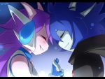  4:3 anthro black_bars blade_(arung98) blue_hair blush clothed clothing dragon duo eyes_closed female freedom_planet freedom_planet_2 hair hand_holding horn hybrid letterbox linyuenj male male/female mammal purple_hair romantic_ambiance romantic_couple sash_lilac smile video_games 