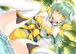  fate/grand_order fate_(series) green_hair kiyohime_(fate/grand_order) long_hair morizono_shiki spread_legs water yellow_eyes 