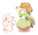  :d ? alcremie artsy-rc commentary english_commentary food fruit gen_5_pokemon gen_8_pokemon highres lilligant no_humans open_mouth pokemon pokemon_(creature) signature simple_background smile strawberry white_background 