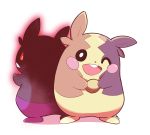  :d ^_^ artsy-rc closed_eyes commentary english_commentary gen_8_pokemon highres holding looking_at_viewer morpeko morpeko_(full) morpeko_(hangry) no_humans one_eye_closed open_mouth pokemon pokemon_(creature) signature simple_background smile white_background 