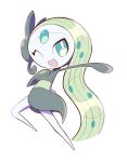  :d ^_^ artsy-rc closed_eyes full_body gen_5_pokemon highres looking_at_viewer meloetta meloetta_(aria) no_humans open_mouth pokemon pokemon_(creature) signature simple_background smile solo standing standing_on_one_leg white_background 