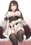  garter_belt kongthegrain no_bra nopan open_shirt skirt_lift stockings thighhighs torn_clothes uniform wings 