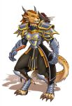  4_ears anthro armor brown_eyes charr claws clothed clothing felid female fluffy fluffy_tail gauntlets gloves growingdragon guild_wars hair handwear hi_res horn leopard_spots long_canines mammal multi_ear plates rasta simple_background skanra solo spots video_games 