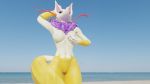  16:9 3d_(artwork) anthro beach big_breasts breasts canid canine crossgender digital_media_(artwork) exposed_breasts female fox genitals hi_res kyubi_(yo-kai_watch) mammal neck_tuft notquitesfw nude pussy seaside solo tail_tuft thick_thighs tuft video_games widescreen yo-kai_watch 