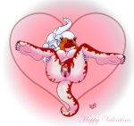  2018 absurd_res anthro arctica breasts digital_media_(artwork) dinosaur drxii duo female female/female genitals hair hi_res holidays holli non-mammal_breasts nude nushi piercing reptile scalie simple_background valentinesday 