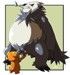  2015 ambiguous_gender anthro ballbusting balls black_body black_fur blush brown_body brown_fur cock_and_ball_torture digital_media_(artwork) duo fur genital_torture genitals greasyhyena hi_res larger_male male male/male mammal nintendo pangoro penis pok&eacute;mon pok&eacute;mon_(species) size_difference slightly_chubby smaller_male teddiursa teeth uncut ursid video_games white_body white_fur 