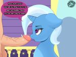  4:3 absurd_res boop english_text equid equine female feral friendship_is_magic genitals hi_res horn horse human humanoid_genitalia humanoid_penis imminent_blowjob imminent_sex interspecies male male/female mammal my_little_pony nude penis pony ribiruby signature text trixie_(mlp) unicorn 