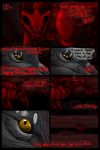  2015 2:3 canid canine canis comic day detailed_background digital_media_(artwork) dragon english_text horn mammal outside red_theme sky soulsplosion teeth text wolf yellow_eyes 