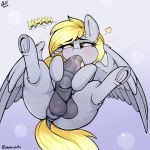  &lt;3 1:1 2020 aer0_zer0 animal_genitalia animal_penis anus autofellatio balls crossgender derpy_hooves_(mlp) dock equid equine equine_penis eyebrows feathered_wings feathers feral friendship_is_magic genitals hi_res male mammal masturbation my_little_pony oral oral_masturbation penile penile_masturbation penis pterippus puffy_anus simple_background solo spread_legs spreading wings 