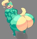 &lt;3 absurd_res alpha_(vimhomeless) anthro big_butt butt canid canine clothing female grey_background hi_res huge_butt looking_at_viewer looking_back mammal mask muscular muscular_female presenting presenting_hindquarters simple_background solo torn_clothing vimhomeless wide_hips 