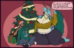  anthro anthrofied big_breasts border breasts christmas christmas_tree cleavage clothed clothing curvy_figure dialogue english_text female gift greasymojo hi_res holidays huge_breasts human lapras larger_female male mammal navel nintendo pok&eacute;mon pok&eacute;mon_(species) pok&eacute;morph purple_border sitting size_difference slightly_chubby smaller_male text thick_thighs tree video_games voluptuous 