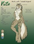 absurd_res anthro arctic_wolf big_feet breasts canid canine canis claws clouded_leopard english_text feet felid female hi_res hybrid jocarra long_legs long_tail mammal model_sheet nilo_(cardinilo) pantherine pawpads solo tan_nose tan_pawpads tan_paws text toe_claws wolf 
