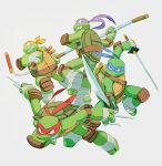  2014 anthro donatello_(tmnt) group leonardo_(tmnt) male mask melee_weapon michelangelo_(tmnt) nemurism nunchaku raphael_(tmnt) reptile scalie shell simple_background staff sword teenage_mutant_ninja_turtles turtle weapon 