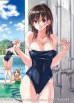  brown_hair c98 commentary looking_at_viewer pool solo suzutsuki_kurara swimsuit toranoana 