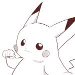  :3 artsy-rc closed_mouth greyscale highres imminent_punch incoming_punch looking_at_viewer monochrome no_humans pikachu pokemon pokemon_(creature) simple_background smile solo upper_body white_background 