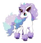  artsy-rc commentary english_commentary full_body galarian_ponyta gen_8_pokemon glint highres no_humans pokemon pokemon_(creature) simple_background smile solo sparkle standing white_background 