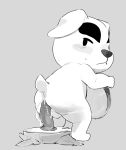  2020 anal anal_penetration animal_crossing anthro balls belly blush bodily_fluids canid canine canis chibi dildo domestic_dog genitals k.k._slider kemono male mammal masshiro monochrome musical_instrument nintendo penetration sex_toy slightly_chubby solo sweat video_games 
