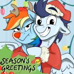  1:1 antlers christmas cutie_mark duo english_text equid equine female friendship_is_magic happy holidays horn horse male male/female mammal my_little_pony pony pterippus rudolph_the_red_nosed_reindeer rutkotka santa_claus soarin_(mlp) text unamused wings wonderbolts_(mlp) 
