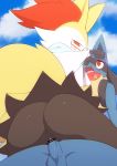  absurd_res anthro blush braixen butt censored duo eyewear female genitals glasses hi_res looking_back lucario male male/female nintendo open_mouth penetration penis pok&eacute;mon pok&eacute;mon_(species) pussy sex umisag85rabb99 vaginal vaginal_penetration video_games 