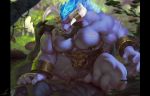  2020 alistar_(lol) anthro blush bovid bovine claws duo erection european_mythology facial_piercing genitals greek_mythology league_of_legends male male/male mammal minotaur muscular mythology nipples nose_piercing nose_ring penis piercing raccoon21 riot_games video_games 