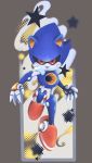  2020 abstract_background black_sclera blue_body brown_background digital_media_(artwork) front_view grey_body hi_res looking_at_viewer machine male mennnntaiko metal_sonic red_eyes robot simple_background solo sonic_the_hedgehog_(series) star 