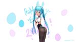  aqua_eyes aqua_hair ass bunnygirl hatsune_miku leotard liclac pantyhose photoshop sideboob twintails vocaloid watermark 